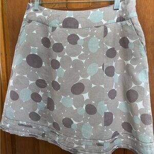 Boden Linen Gray and Blue / Green  A-Line Skirt